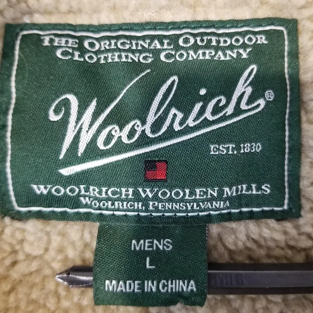 Woolrich Jacket Mens Large Slate Plaid Wool Sherpa Lined Button Front 16095